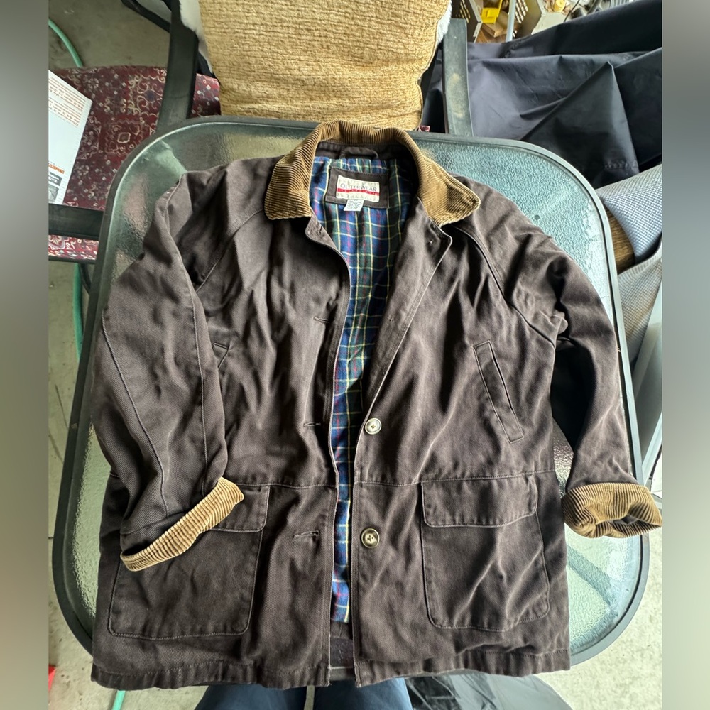 Brown Barn Jacket with Corduroy Collar